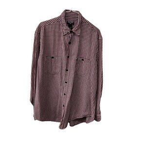 Ralph Lauren Polo Jeans Heavy Cotton Flannel Plaid Shirt Men Red Blue White L